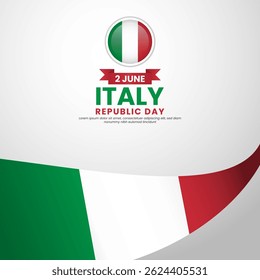 Italy flag for republic day square banner background with realistic flag