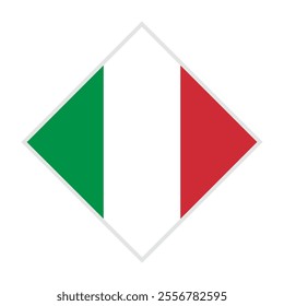 italy flag - rhombus shape icon on white background	