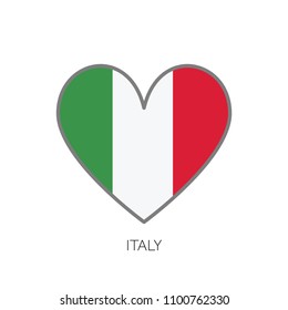 Italy flag romance love heart shaped vector icon