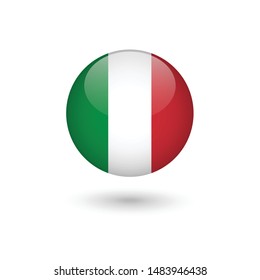 Italy flag - round glossy button, Vector image and icon