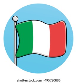 Italy flag round icon.