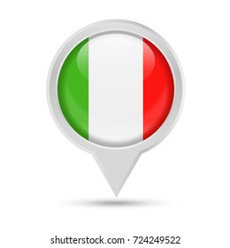 Italy Flag Round Pin Vector Icon - Illustration