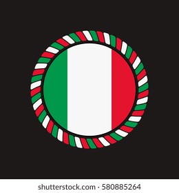 Italy flag round rope border emblem 