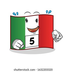 italy flag runner cartoon. cute chibi cartoon mascot vector