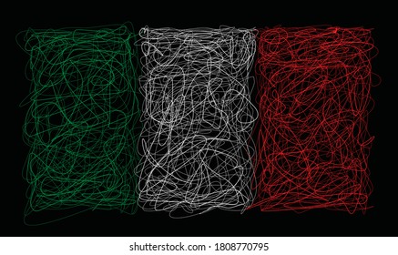 Italy Flag in scribble sketch and drawing.vector illustration,Eps10.