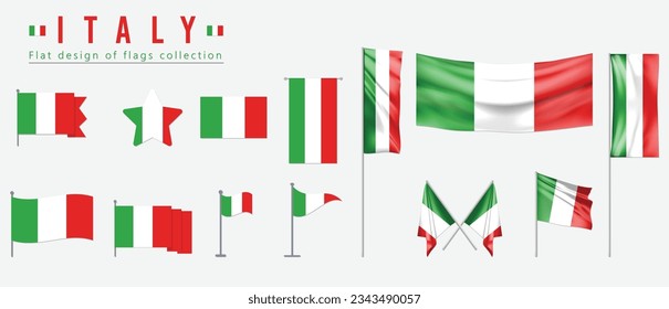 Italy flag set, flat design of flags collection