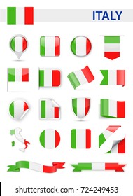 Italy Flag Set - Vector Illustration