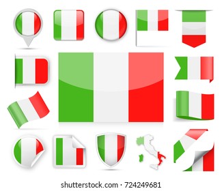 Italy Flag Set - Vector Illustration