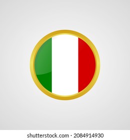 Italy flag in the shape of a circle with a golden circle can be used as a graphic design or a country icon