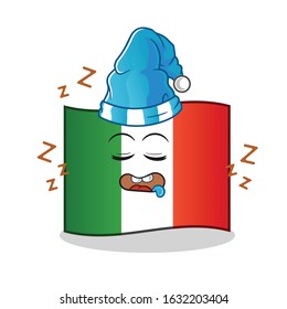 italy flag sleeping with sleeping hat cartoon. cute chibi cartoon mascot vector