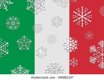 italy flag with snowflakes