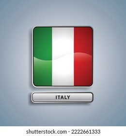 Italy flag square button vector illustration