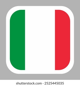 Italy flag square flat vector with rounded corners and white border, vector illustration