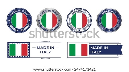 Italy Flag Stamp. Made in Stamp Isolated in White Background. Symbol, Vector, Icon, Illustration.