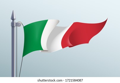 Italy flag state symbol isolated on background national banner. Greeting card National Independence Day of the Italian Republic. Illustration banner with realistic state flag.