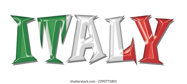 ITALY flag text font, 3D ITALY flag colorful background, ITALY flag vector illustration
