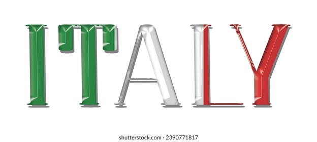 ITALIENISCHE Fahnentext-Schriftart, 3D ITALIENISCHER bunter Hintergrund, ITALIEN-Flag, Vektorgrafik