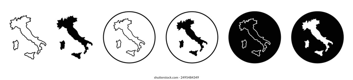 Italy flag thin line vector icon set.