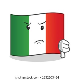 italy flag thumbs down angry cute chibi cartoon. cartoon mascot vector