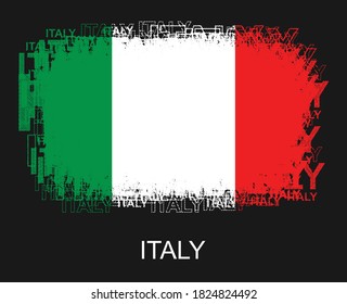 Italy Flag in Typography design.Grunge and Abstract vector illustration.eps10