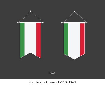 Bandera italiana en varias formas, Vector de bandera de fútbol pennant ,Ilustración vectorial.