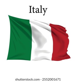 Italy Flag vector, Italy flag 3d illustration, Italy realistic flag vector