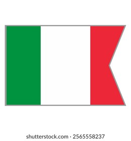 Italy flag vector design and illustration , National flag country with original color, Pennon flag