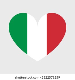 Iconos vectoriales de la bandera italiana en forma de corazón, estrella, círculo y mapa