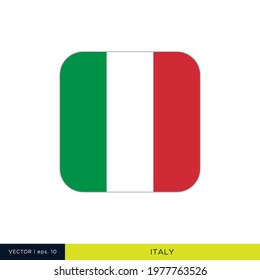 Italy Flag Vector Stock Illustration Design Template. Rounded Square Shape.
