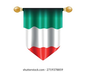 Italy flag vector. Vector flag of Italy, wrapped on a flagpole. Symbol of Italy, template for banner, card, advertising, promote. Vector illustration.