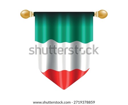 Italy flag vector. Vector flag of Italy, wrapped on a flagpole. Symbol of Italy, template for banner, card, advertising, promote. Vector illustration.