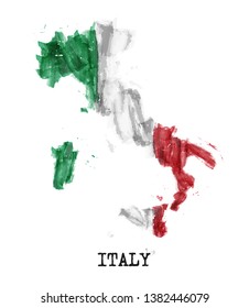 Italy flag watercolor painting design . Country map shape . Sports team and Republic day concept ( 2 June ) . Vector .