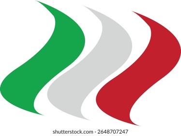 Italy flag wave isolated or transparent background vector illustration.