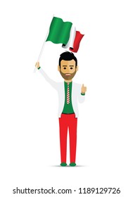 Italy flag waving man