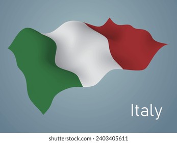 Italy flag, Waving on blue background, vector format is eps10 