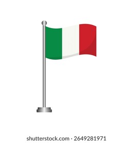 Italy Flag Waving on Flagpole Vector