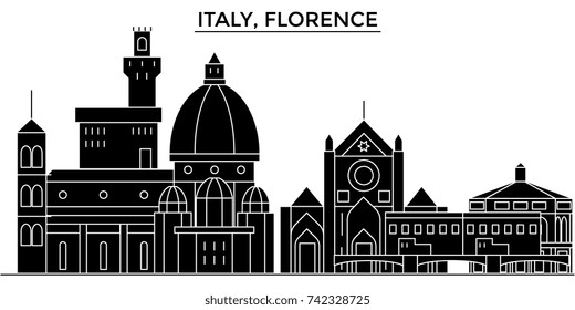 Italy, Florence architecture vector city skyline, travel cityscape with landmarks, buildings, isolated sights on background