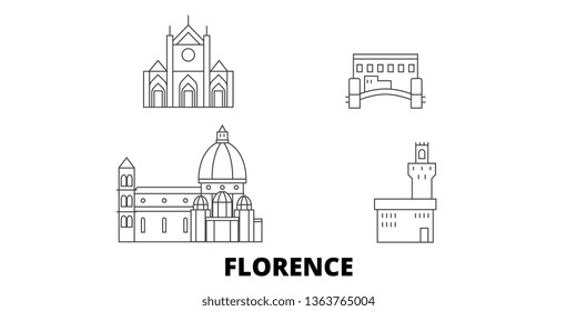 Italy, Florence City line travel skyline set. Italy, Florence City outline city vector illustration, symbol, travel sights, landmarks.