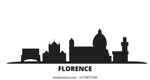 Italy, Florence City city skyline isolated vector illustration. Italy, Florence City travel black cityscape