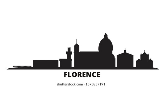 Italy, Florence city skyline isolated vector illustration. Italy, Florence travel black cityscape