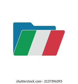 Italy. Folder icon with Italy flag. Vector folders icons with flags. Isolated on white background