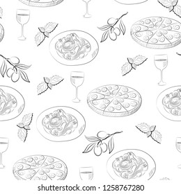 italy food seamless vector pattern