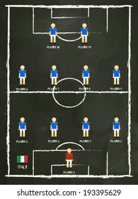 Italy Football Club line-up on Pitch, vector design.