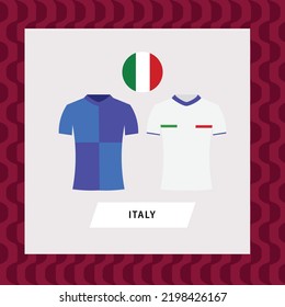 Italy Football National Team Uniform Flat Illustration. Europe Country Football Team.