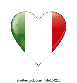 Italy. A fully editable vector illustration of a flag icon in a form of a shiny heart. EPS 10