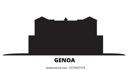 Italy, Genoa City city skyline isolated vector illustration. Italy, Genoa City travel black cityscape