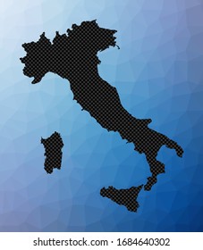 Mapa geométrico de Italia. Forma de esténcil de Italia en estilo de polos bajos. Elegante ilustración vectorial de país.