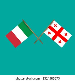 Italy and Georgia crossed flags.Language learning or travel concept 