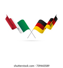 Italy and Germany flags. Crossed flags. Vector illustration.