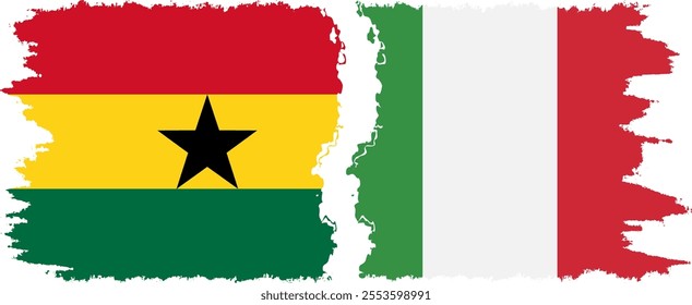 Italy and Ghana grunge flags connection, vector